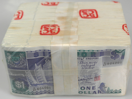 02848 Singapore / Singapur: Original Brick Of 1000 Banknotes 1 Dollar ND(1976) P. 18a, As Taken From The B - Singapour