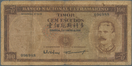 02880 Timor: About 100 Pcs 100 Escudos 1959, Stronger Used With Stain And Folds In Paper, Condition: VG. ( - Timor