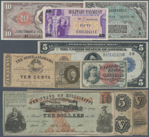 02892 United States Of America: Nice Lot Of About 50 Banknotes Of Fractional, Large Size, Obsolete And MPC - Other & Unclassified