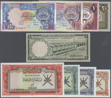 02924 Alle Welt: Set Of 9 Banknotes From Arabic Countries Containing: OMAN: 100 Baisa, 1/4, 1/2 And 1 Riya - Sonstige & Ohne Zuordnung