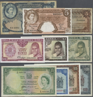 02926 Alle Welt: Set Of 10 African Banknotes Containing East Africa: 5 Shillings P. 45 (F-), 5 Shillings P - Altri & Non Classificati