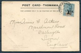 1905 Tasmania Lake Hartz, Hartz Mountains Postcard. Strahan - Wallington, Surrey - Covers & Documents