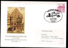 Bund PU115 C2/011-1 Privat-Umschlag LEIBNIZ-HAUS HANNOVER 1981 - Enveloppes Privées - Oblitérées