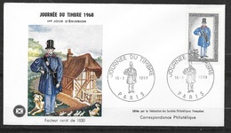 FDC Lettre  Premier Jour Cachet Paris Le 16/03/1968 N°1549 Journée Du Timbre    TB.  - Dag Van De Postzegel