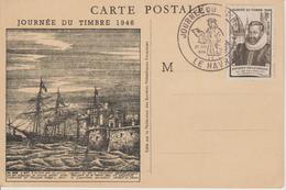 Le Havre Journée Du Timbre 1946 Avec Vignette Au Verso - Esposizioni Filateliche