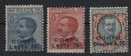 1923 Occupazione Corfù Francobolli D'Italia Sopr. CORFU Serie Cpl MLH Non Emessi - Korfu