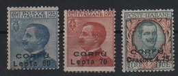 1923 Occupazione Corfù Francobolli D'Italia Sopr. CORFU Serie Cpl MLH Non Emessi - Corfou