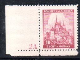 XP3949 - BOEMIA BOHMEN MAHREN 1939, Paesaggi 1 K Angolo Inferiore Sinistro  *** Coupon - Unused Stamps
