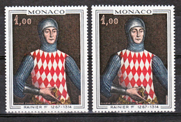 Monaco  734 Variété Signature Sur Fonds Rouge Et Fonds Blanc Rainier I Er Neuf ** TB MNH Sin Charnela - Variétés