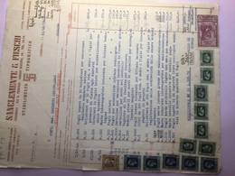 31-12-1944-CREMONA-STABILIMENTO TIPOGRAFICO-SANCLEMENTE &FIESCHI-FATTURA CON NUMEROSI VALORI FISCALI - Revenue Stamps