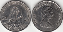 East Caribbean States 25 Cents 1989 Km#14 - Used - East Caribbean States