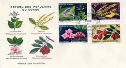 CONGO / BRAZZAVILLE , 1970 , SOBRES DE PRIMER DIA , FLORES DEL PAIS - FDC