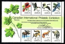 1978 USA Capex '78 Stamps- Wildlife #1757 Fox Moose Bird Geese Maple Tree - Oies