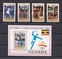 UGANDA 1992 OUGANDA - OLYMPICS BARCELONA 92 - YVERT Nº 904/07+BF 158 - SCOTT 1044-51 + SS1052 - Salto De Trampolin