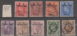 TRIPOLITANIA - 1950 King George VI Overprints. Scott 15-23. Used - Tripolitaine