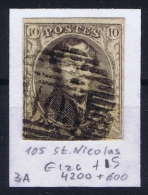 Belgium:  OBP Nr 3  Cancel 105 St Nicolas - 1849-1850 Medaglioni (3/5)