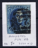 Belgium:  OBP Nr 4  Cancel 24 Bruxelles - 1849-1850 Medaillons (3/5)