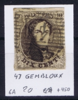 Belgium:  OBP Nr 6  Cancel 47 Gembloux - 1851-1857 Medaillons (6/8)