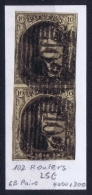 Belgium:  OBP Nr 6  Cancel  102 Roulers  Pair - 1851-1857 Medaglioni (6/8)