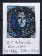 Belgium:  OBP Nr 6  Cancel  O.I Oostende  - Bruxelles Ambulant - 1851-1857 Medallions (6/8)