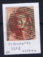 Belgium:  OBP Nr 8  Cancel 24 Bruxelles - 1851-1857 Médaillons (6/8)