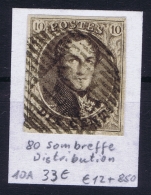 Belgium:  OBP Nr 10 Cancel  D 80 Sombreffe Distribution - 1858-1862 Medaglioni (9/12)
