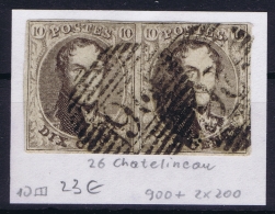 Belgium:  OBP Nr 10 Cancel 26 Chatelineau - 1858-1862 Medallions (9/12)