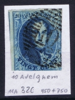 Belgium OBP Nr 11 Cancel Nr 10 Avelghem - 1858-1862 Medallones (9/12)
