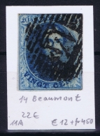 Belgium OBP Nr 11 Cancel Nr 14 Beaumont - 1858-1862 Medallones (9/12)
