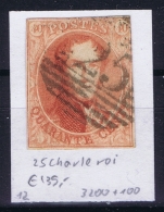 Belgium OBP Nr 12 Cancel Nr 25  Charleroi - 1858-1862 Medallones (9/12)