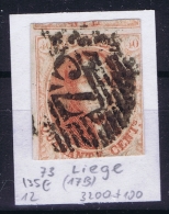 Belgium OBP Nr 12 Cancel Nr 73 Liege - 1858-1862 Médaillons (9/12)