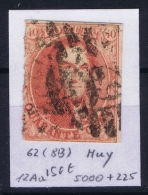 Belgium OBP Nr 12  Cancel 62 (8B) Huy - 1858-1862 Medaillen (9/12)