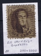 Belgium OBP Nr 14  Cancel  E.II Verviers - Bruxelles - 1863-1864 Medaillen (13/16)
