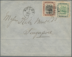 05019 Brunei: 1912, 1 C Green And 2 C Black And Brown, Mixed Franking On Cover With Single Circle Dater BR - Brunei (1984-...)