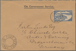 05042 Brunei: 1936, 12 C Blue, Single Franking On "On Government Service" Cover With Cds BRUNEI, (...)1936 - Brunei (1984-...)