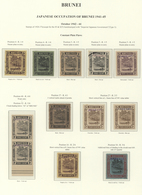 05051 Brunei: 1942/44, Study Of Constant Plate Flaws On Basic Stamps (12) 1 C.-$1 Inc. 1 C. With Red Ovpt. - Brunei (1984-...)