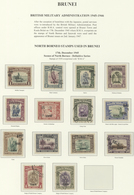 05071 Brunei: 1945, NORTH BORNEO USED IN BRUNEI: North Borneo Pictorial Definitives Part Set Of 14 With 'B - Brunei (1984-...)