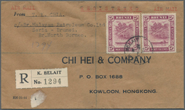 05087 Brunei: 1951 Registered Airmail Cover From Kuala Belait To Kowloon, Hongkong Franked By 1947 25c. De - Brunei (1984-...)