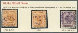 05090 Brunei - Stempel: BELAIT (type D3): 1923/24, Three `bush Huts And Canoe' Stamps With Fine Cancels Of - Brunei (1984-...)