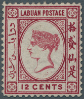 05135 Labuan: 1879 12c. Carmine, Wmk CA Over Crown (sideways), Mounted Mint With Small Part Original Gum, - Other & Unclassified