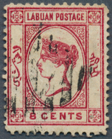 05143 Labuan: 1882, QV 8c. Carmine Wmk. Crown CC With Variety 'NO DOT AT LOWER LEFT', Fine Used And Scarce - Other & Unclassified