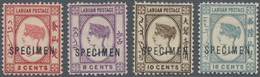 05169 Labuan: 1885/1886, QV Colour Changes With Wmk. Crown CA With Black SPECIMEN Opt. Complete Set Of Fou - Altri & Non Classificati