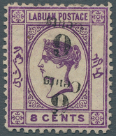 05176 Labuan: 1891 6c. On 8c. Mauve, Variety "Surcharge Double, Both Inverted", Mounted Mint With Large Pa - Other & Unclassified
