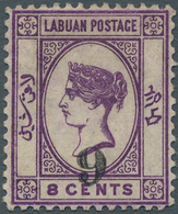 05177 Labuan: 1891 6c. On 8c. Mauve, Variety "Surcharge Inverted With 'Cents' Omitted", Mint Lightly Hinge - Andere & Zonder Classificatie