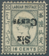 05184 Labuan: 1892 6c. On 16c. Grey, No Wmk, Variety "Surcharge Inverted", Mounted Mint With Part Original - Other & Unclassified