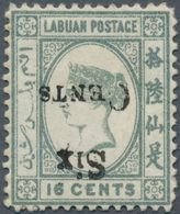 05185 Labuan: 1892 6c. On 16c. Grey, Variety "SURCHARGE INVERTED", Mounted Mint With Part Orig. Gum, Fresh - Autres & Non Classés