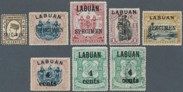 05188 Labuan: 1894-1904, Five Stamps (1894-96 Issues) Overprinted "SPECIMEN" Plus Three Stamps Of 1904 Opt - Other & Unclassified