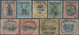 05190 Labuan: 1894/1896, North Borneo Pictorial Definitives With LABUAN Opt. Complete Simplified Set Of Ni - Other & Unclassified