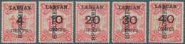 05191 Labuan: 1895, North Borneo Coat Of Arms $1 Scarlet With Different Surcharges And LABUAN Opt. Three C - Other & Unclassified