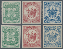 05192 Labuan: 1896, North Borneo Coat Of Arms 25c. Green To $1 Blue With Opt. OMITTED Two Sets Incl. One I - Sonstige & Ohne Zuordnung